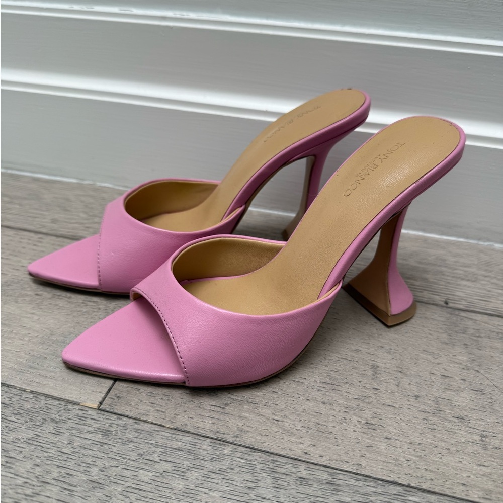 Tony Bianco Pink Heeled Mules